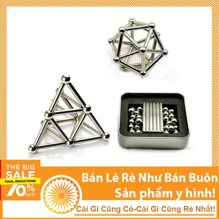 Bộ đồ chơi nam châm Bucky Ball gồm 36 thanh và 27 viên nam châm 8mm