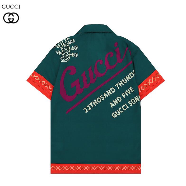 Gucc Áo Sơ Mi cotton Ngắn Tay In Họa Tiết Thời Trang Dành Cho Nam Và Nữ