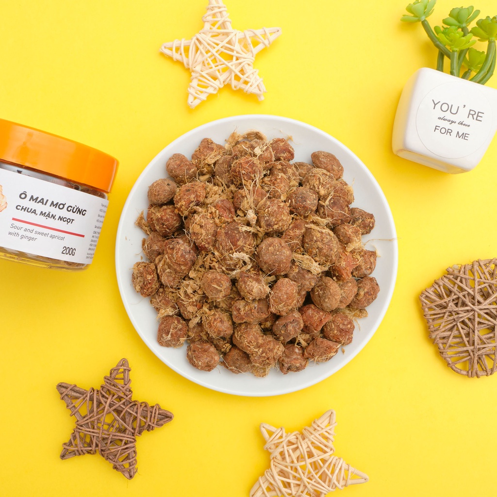 Ô mai mơ gừng VIETGOURMET  ô mai ăn vặt vị chua, mặn, ngọt đặc sản hà nội  ( hộp 200gr )
