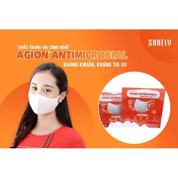 5 Khẩu trang vải Sunfly công nghệ nano ion bạc kháng khuẩn - Loại KT002 100% Cotton