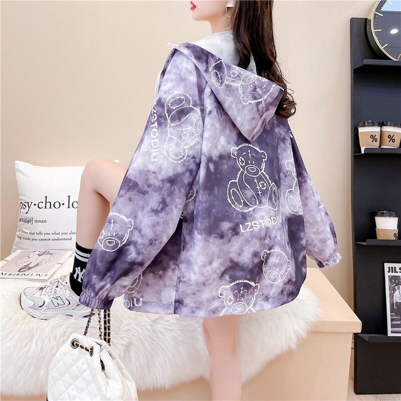 Áo Khoác Chống Nắng Dáng Rộng Có Mũ Trùm Thời Trang Xuân Hè Hàn Quốc Cho Nữ