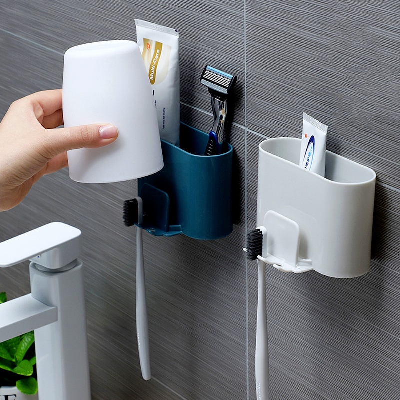 Giá Đỡ Bàn Chải Đánh Răng / Cốc Sắp Xếp Gọn Gàng Chống Thấm Nước Không Cần Khoan