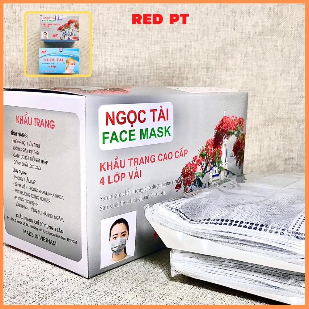 Khẩu trang y tế 4 lớp, khẩu trang chống nắng, kháng khuẩn chính hãng RED PT