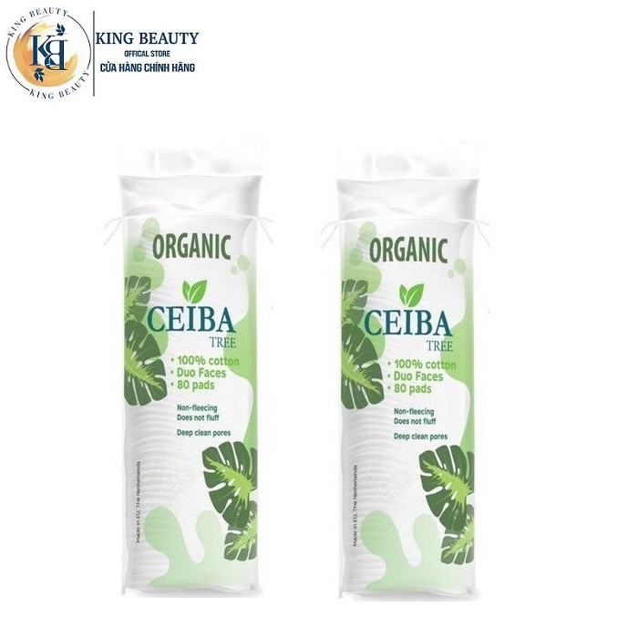 Combo 2 Bông Tẩy Trang Làm Sạch Da Hữu Cơ Organic Ceiba Tree 80 miếng x 2