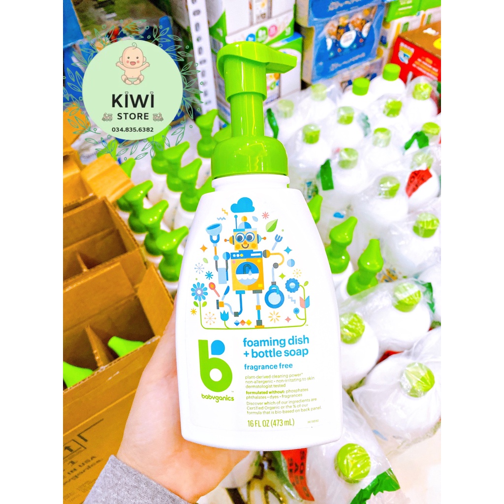 Nước rửa bình sữa hữu cơ BabyGanics Mỹ không mùi chai 473ml / 946ml