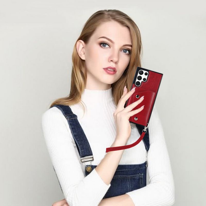 Ốp Điện Thoại Da Kiểu Ví Lật Có Dây Đeo Cho Samsung Note 20 Ultra Note 20 Note10 Note10 Plus Note9 8