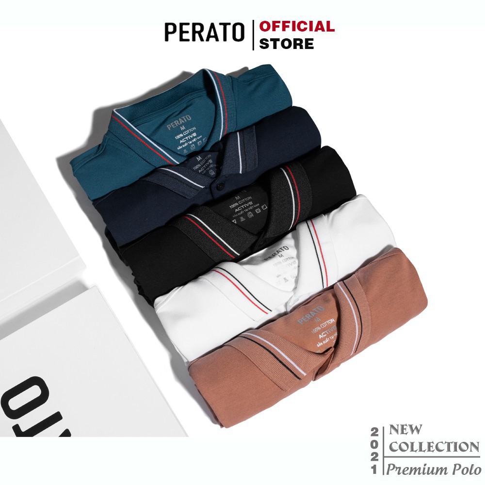 [MUA 2 GIẢM 40K] Áo Polo Nam PERATO (5 Màu), Chất Liệu Cotton Mềm Mại, Co Giãn Thoải Mái, Thấm Hút Tốt
