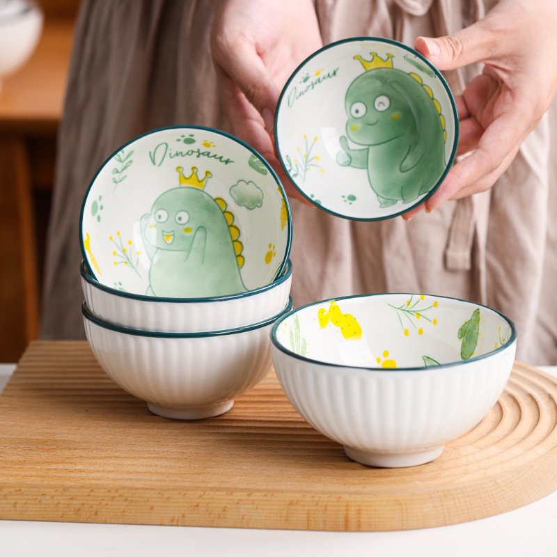 Bát ăn dặm cho bé gốm sứ hình khủng long dễ thương chịu nhiệt cao cấp