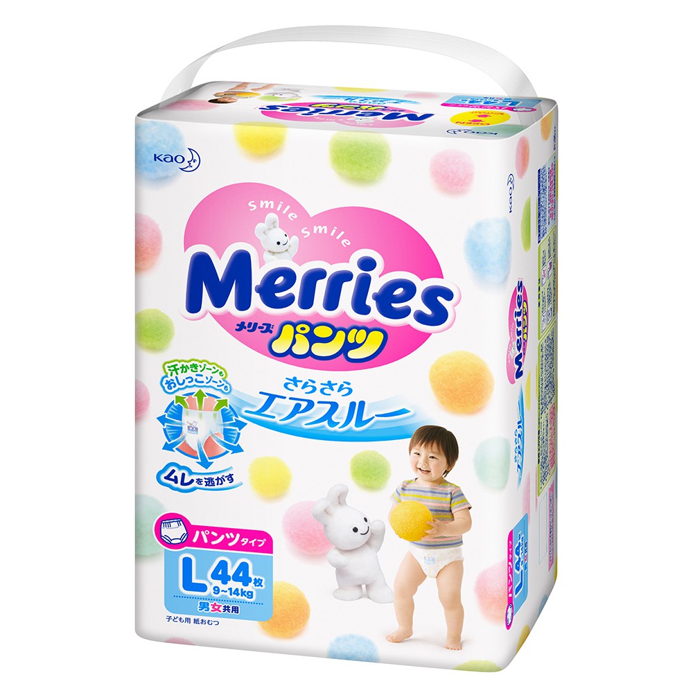 Bỉm - Tã quần Merries size L 44 miếng (cho bé 9~14kg)