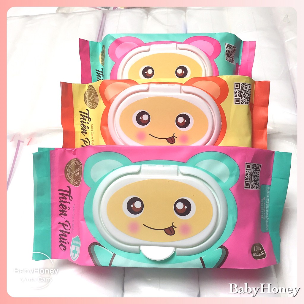 Khăn Ướt Baby Thiên Phúc Hình Gấu Không Mùi 100 Tờ Chính Hãng