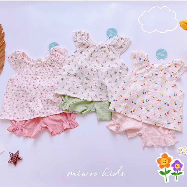Set Bộ Xô Muslin Cao Cấp Mềm Mại Họa Tiết Đáng Yêu Cho Bé Gái [10-22Kg]