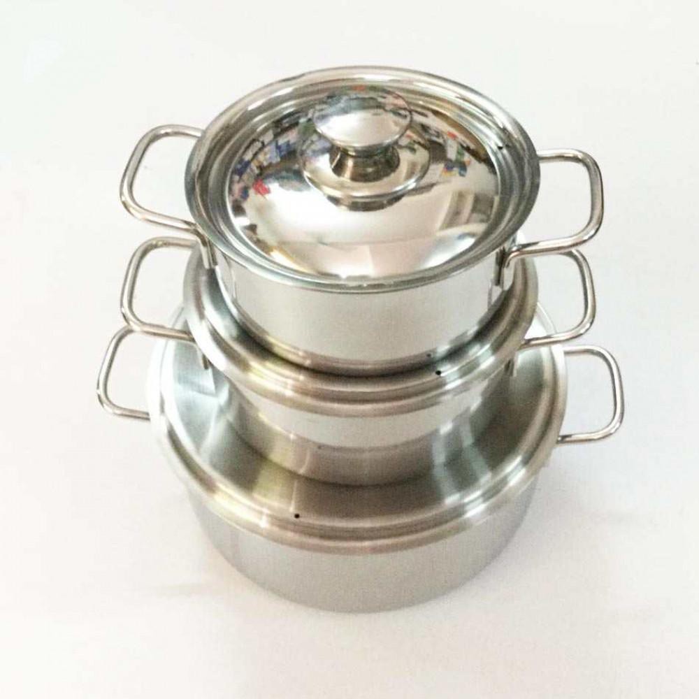 Nồi Inox 304 Bộ 3 Nồi Chất Liệu Inox Cao Cấp Phù Hợp Mọi Loại Bếp