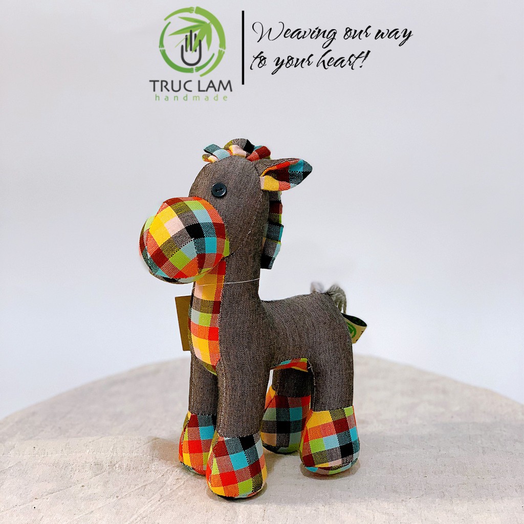 Đồ Chơi Cho Bé Thú Nhồi Bông Hình Con Ngựa Vải Dệt Tay Bông Gòn Cao Cấp - Trúc Lâm Handmade.