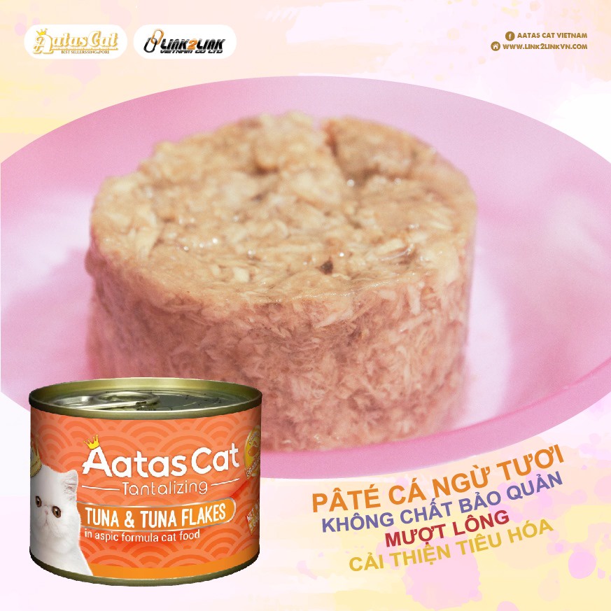 [Lon 80g] Pate Cá Tươi Nguyên Chất AATAS CAT Nhiều hương vị hấp dẫn dành cho mèo biếng ăn