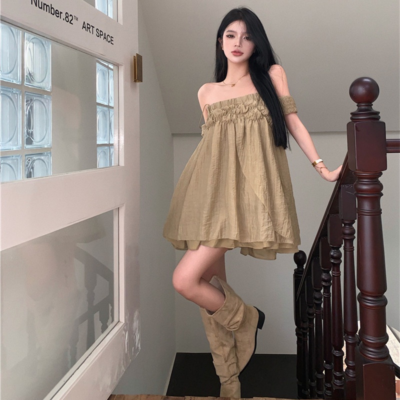 Đầm Mini Nữ Cúp Ngực Trễ Vai Dáng Rộng Gợi Cảm