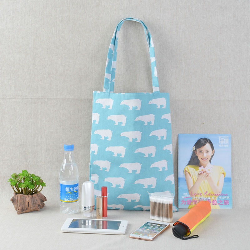 Túi Tote Đeo Vai / Xách Tay Mua Sắm Vải Lanh Cotton In Hình Gấu Bắc Cực / Đà Điểu Sức Chứa Lớn