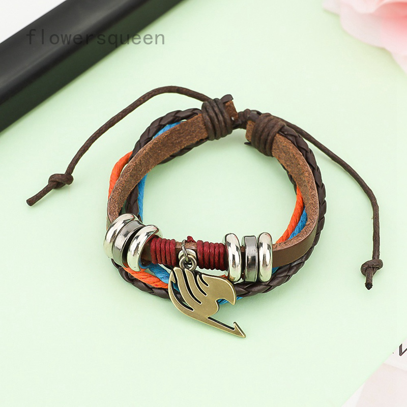 flowersqueen Vòng Tay Da Nhiều Sợi Phong Cách Phim Hoạt Hình Fairy Tail