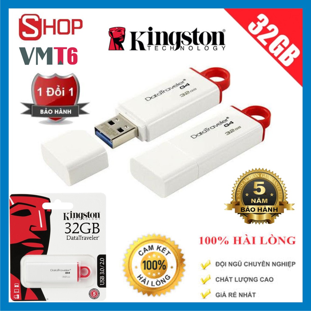 [USB tốc độ 3.0] USB Kingston 3.0 DataTraverler G4 - 32GB - Màu trắng bảo hành 5 năm !