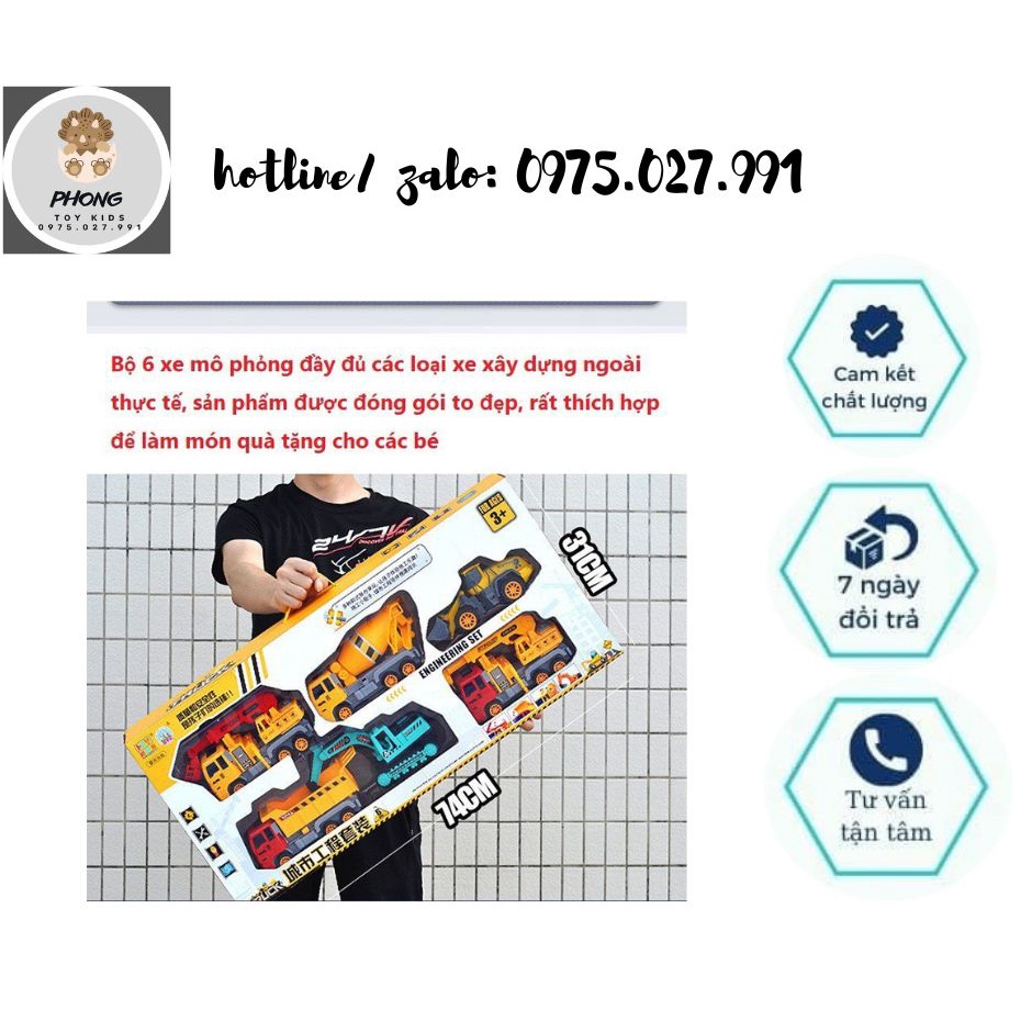 Bộ đồ chơi ô tô mô hình, bộ đồ chơi mô hình ôtô City truck các loại xe xây dựng, quà tặng đồ chơi giáo dục sớm cho trẻ