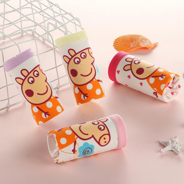 Set 4 quần lót boxer chất cotton họa tiết heo Peppa đáng yêu cho bé gái