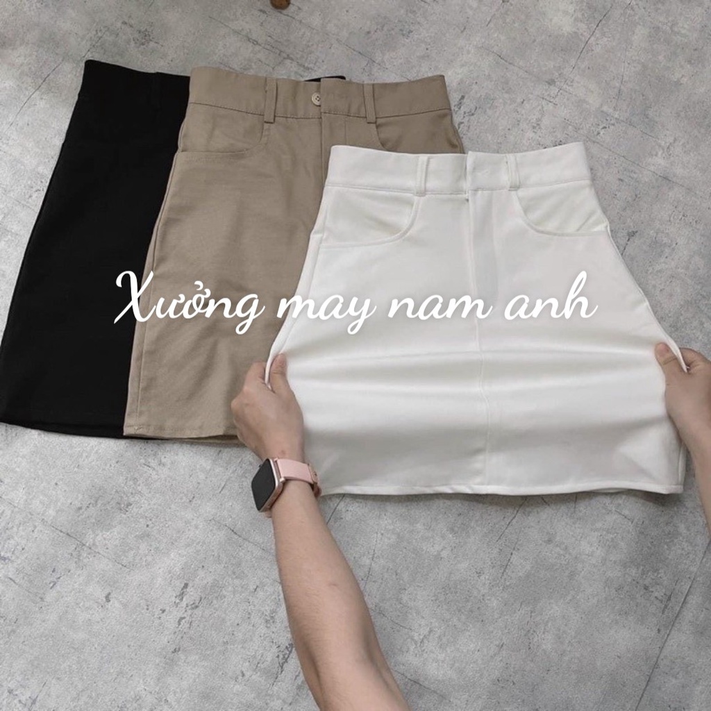 Chân Váy KaKi Nữ Dáng A Bassic Cạp Cao, Có Quần Trong Lên From Xinh