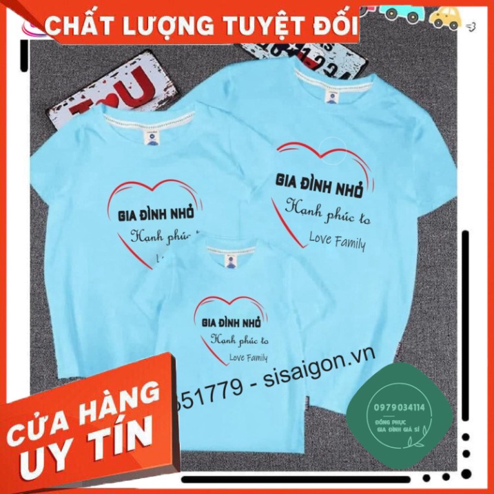 Áo thun giá sỉ Áo thun cotton nam nữ, áo gia đình in GIA ĐÌNH NHỎ HẠNH PHÚC TO dày dặn, co giãn tốt