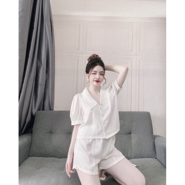 Bộ lụa tay bồng trơn xinh | BigBuy360 - bigbuy360.vn