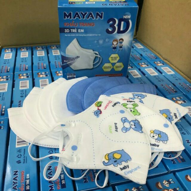 Khẩu Trang Mayan 3D Mask Chống Bụi PM 2.5 Hộp 10 Miếng (Loại 5 lớp Vải không dệt SSMMS)