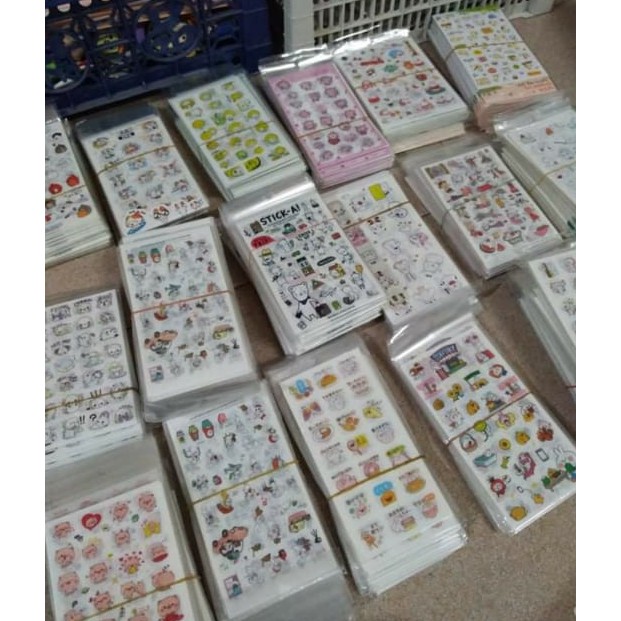 1 set 6 tờ Sticker dán nhiều hình ngộ nghĩnh siêu dễ thương dùng để trang trí tập sổ dế yêu