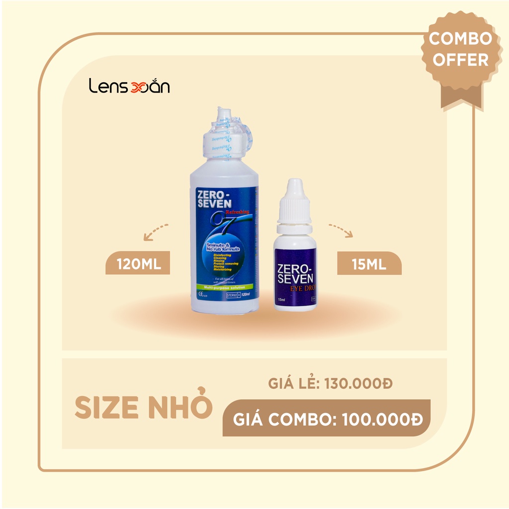 SET SẠCH SÂU DƯỠNG ẨM KÍNH ÁP TRÒNG: Nước ngâm và Nhỏ mắt dòng Zero Seven dành cho lens của Polytouch.Co | Lens Xoắn