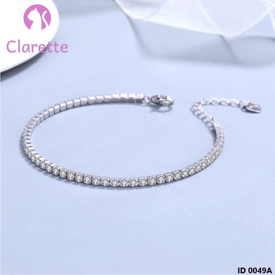Bộ trang sức bạc lắc chân vòng tay đính full đá Clarette 0049A