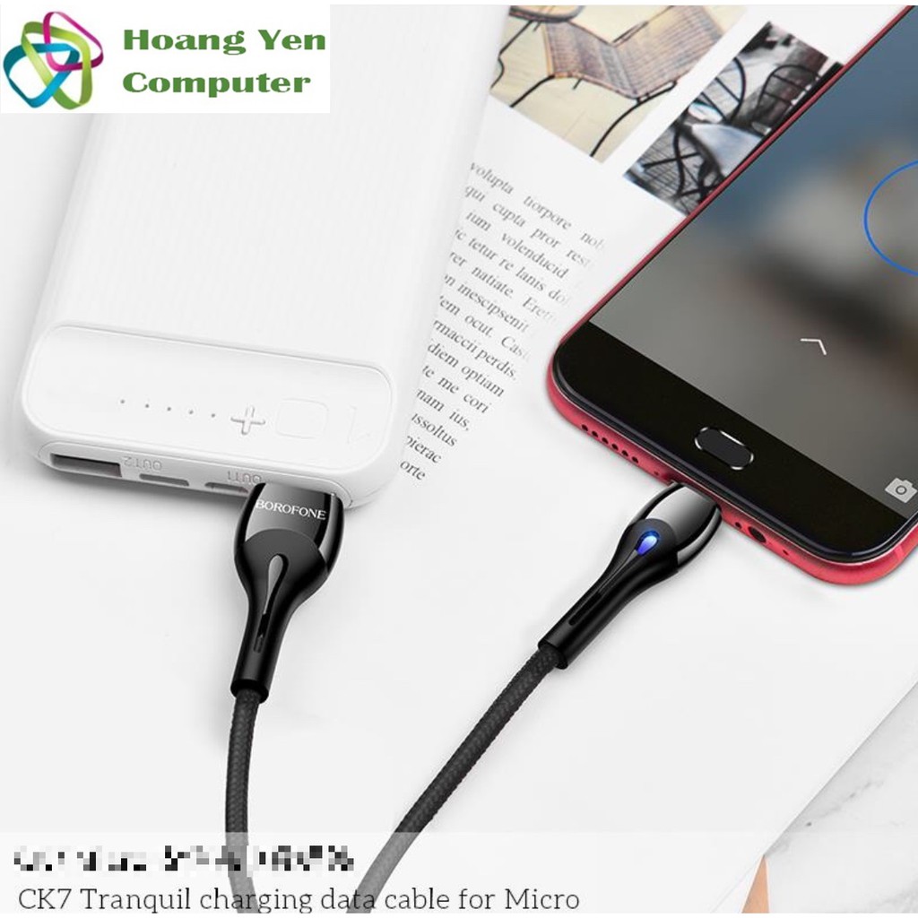 Cáp Sạc MICRO USB Borofone CK7 Dài 1M Dây Dù Cho Android - BH 12 Tháng 1 đổi 1 (MÀU SẮC NGẪU NHIÊN) - Hoàng Yến Computer