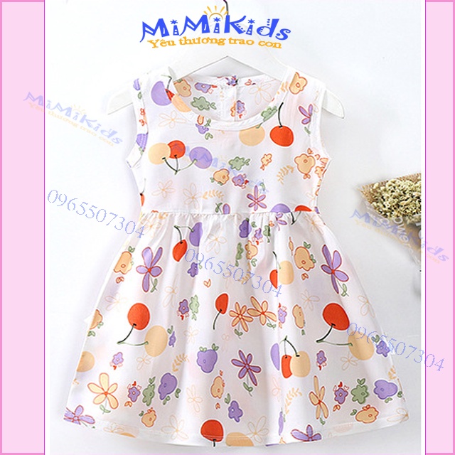 Váy bé gái / Đầm bé gái sát nách 6-8 tuổi, chất lanh lụa thoáng mát