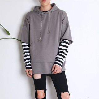 Áo hoodie unisex tay dài 2 lớp kẻ sọc