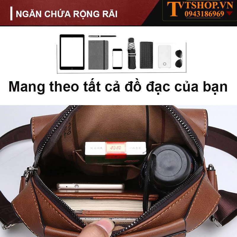 Túi đeo chéo nam da bò cao cấp, Túi đựng ipad JEEP BLUO MSP T69 KT 26x21x6cm