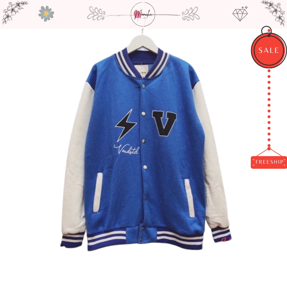 Áo Khoác Bomber Nỉ Nam Nữ Dáng Rộng chữ V Freesize G026