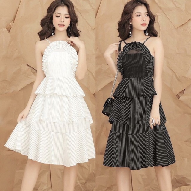 Đầm xoè thiết kế cao cấp 3 tầng cổ yếm thiểu thư nhẹ nhàng dễ thương (sản phẩm có nhiều size)
