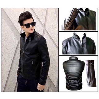 Áo khoác da nam hàn quốc lót lông cao cấp - m l xl