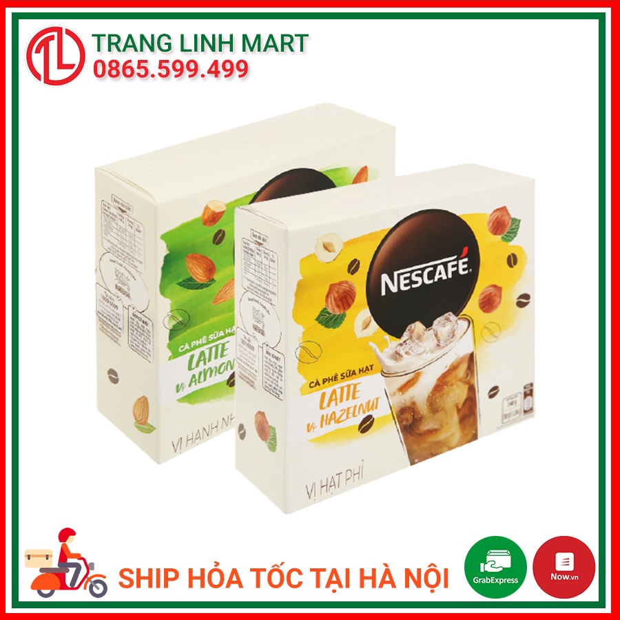 Cà phê sữa hạt Nescafe Latte vị Hazelnut - hạt phỉ / hạnh nhân 240g (10 gói x 24g)