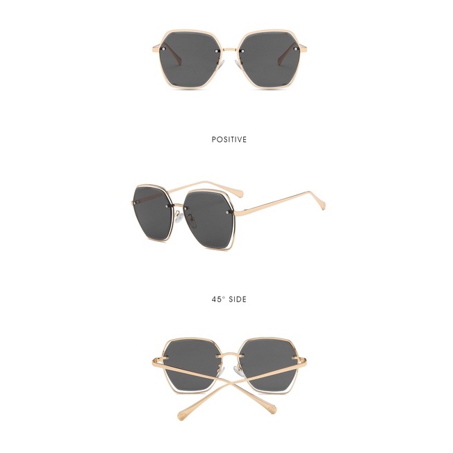 Kính Mát Gọng Vuông Kim Loại Chống Tia UV400 Phong Cách Retro Thời Trang