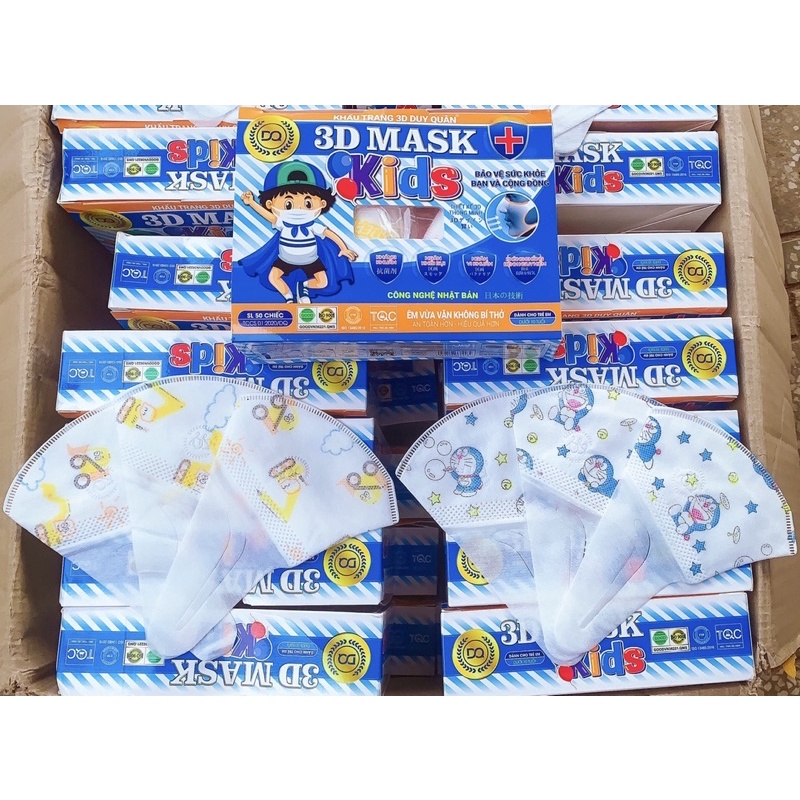 &lt;HỘP 50 CÁI&gt; KHẨU TRANG 3D TRẺ EM DƯỚI 10 TUỔI