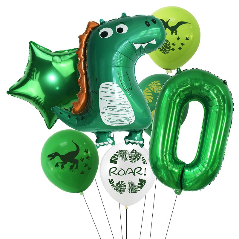 Set 7 bong bóng hình khủng long và số dùng trang trí tiệc sinh nhật cho trẻ em
