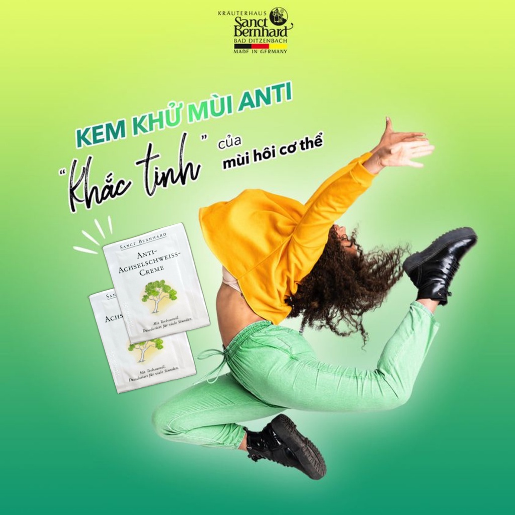 Kem khử mùi hôi nách Sanct Bernhard (3ml) tinh chất tràm trà