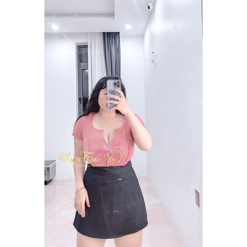 (TÁO ĐỎ BIGSIZE 55-90KG) ÁO GÂN NÚT CO GIÃN ÔM NGỰC SEXY A256 ( ẢNH THẬT SHOP CHỤP 100%)
