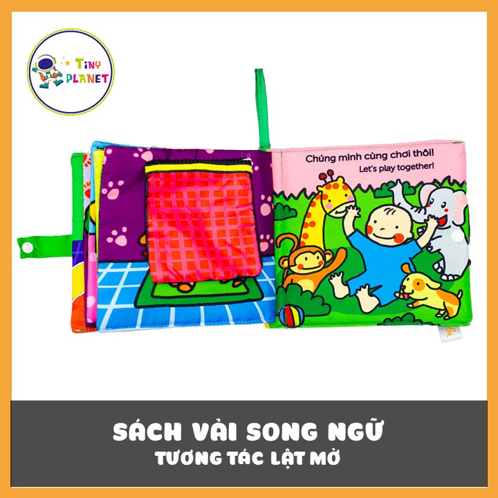 Sách vải song ngữ kích thích đa giác quan cho bé Luli đâu rồi?- Where is Luli?, kích thước 18x18cm, 12 trang