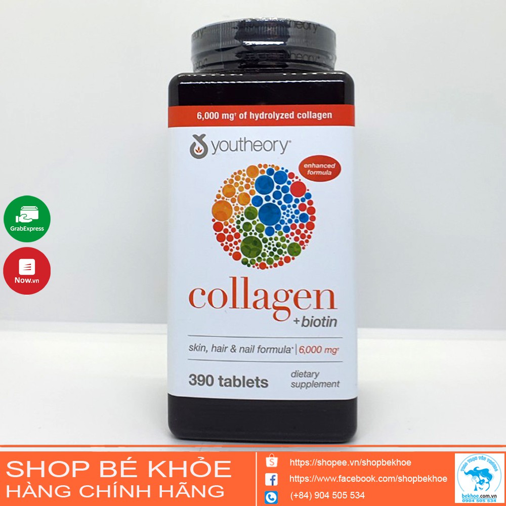 Viên uống Collagen Youtheory 390v - Collagen Biotin Hair nail Skin Formula 6000mg