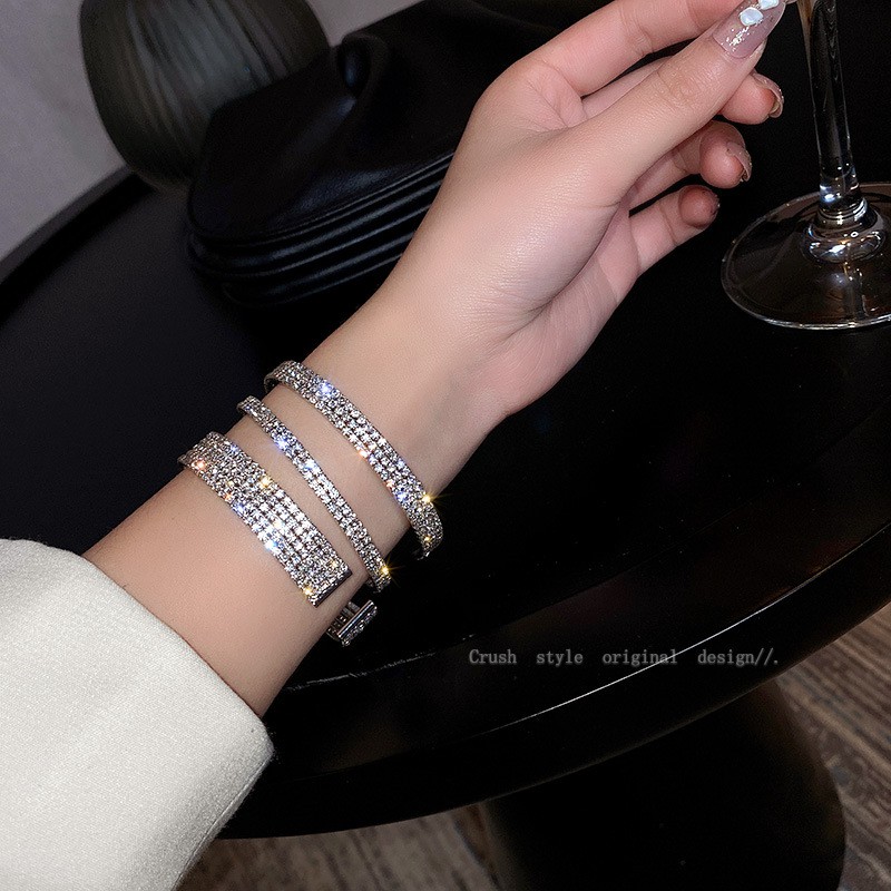 Vòng Tay Hở Đính Đá Đơn Giản Phong Cách Âu Mỹ Thời Trang