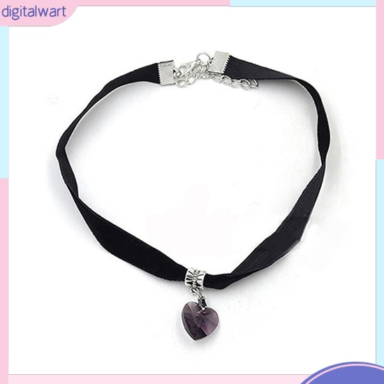 Vòng cổ choker nhung thiết kế đính đá hình trái tim phong cách cổ điển sang trọng dành cho nữ