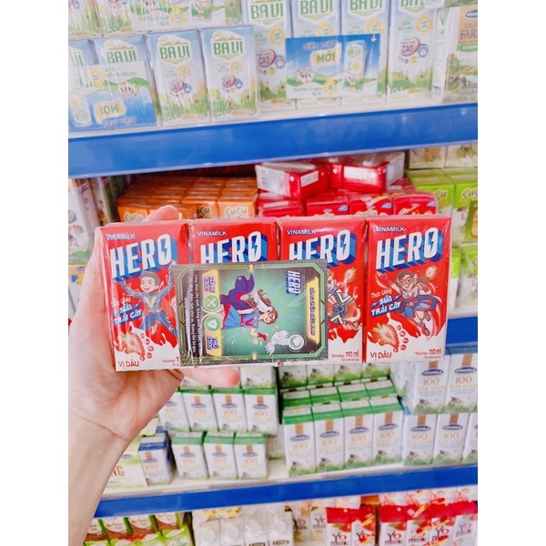 SỮA HERO VINAMILK 110ml VỊ CAM, DÂU (có thẻ)[ 1 LỐC 4 HỘP ]