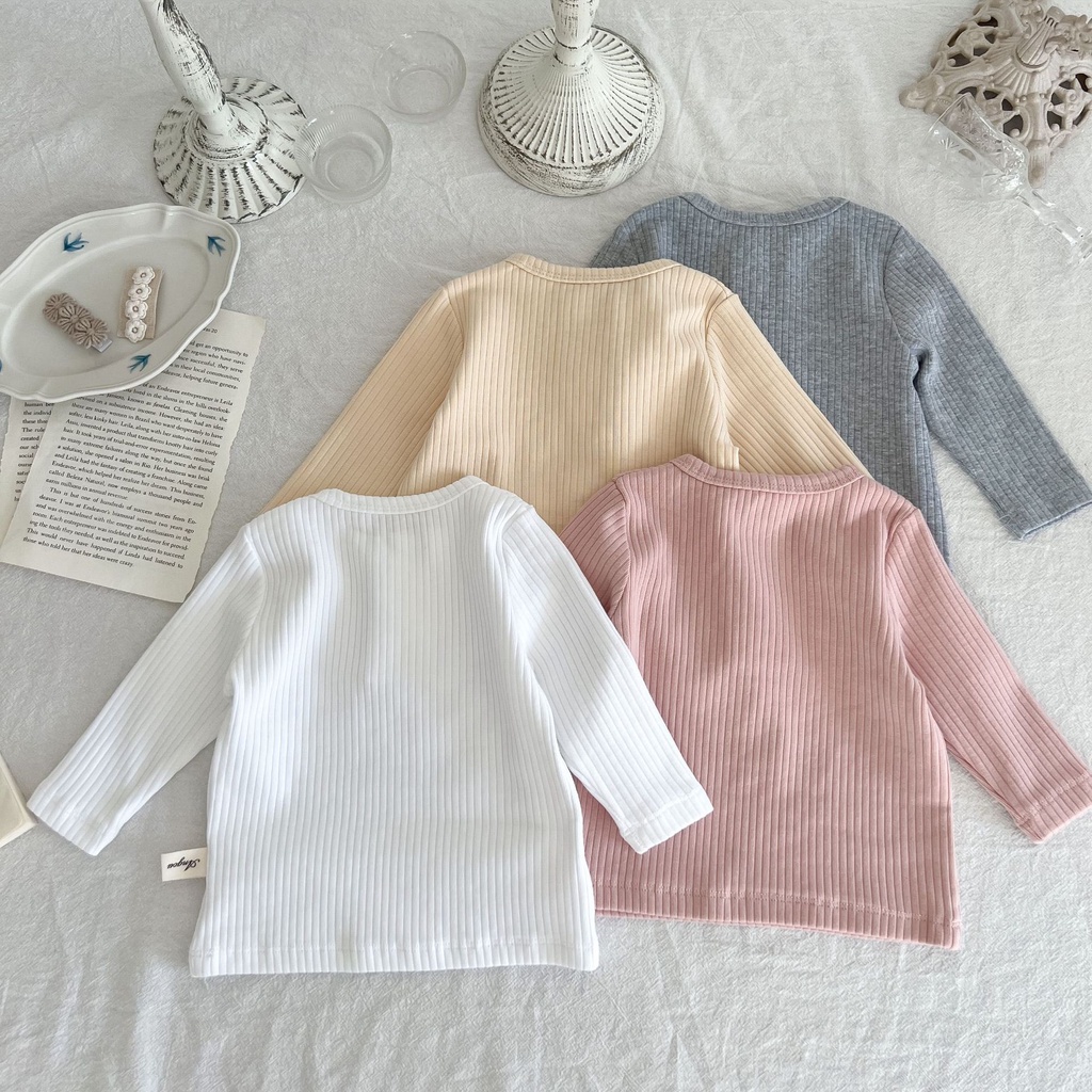 Áo Thun cotton Tay Dài Cổ Tròn Họa Tiết Kẻ Sọc Thời Trang Mùa Thu 2023 Cho Bé Trai Và Gái
